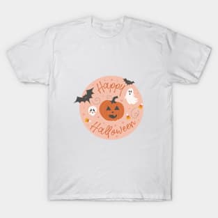 Pumpkin Party on Pink T-Shirt